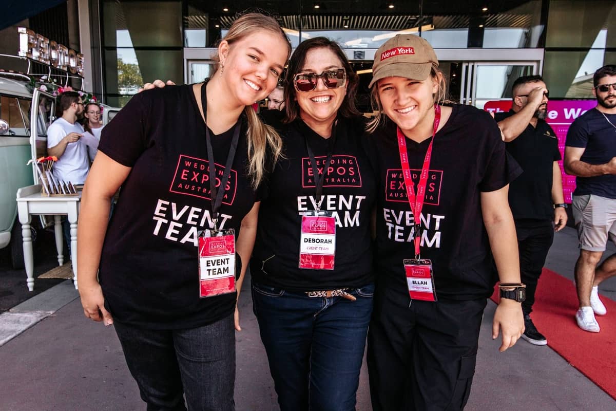 Deborah with two Wedding Expos Australia event team members at an expo