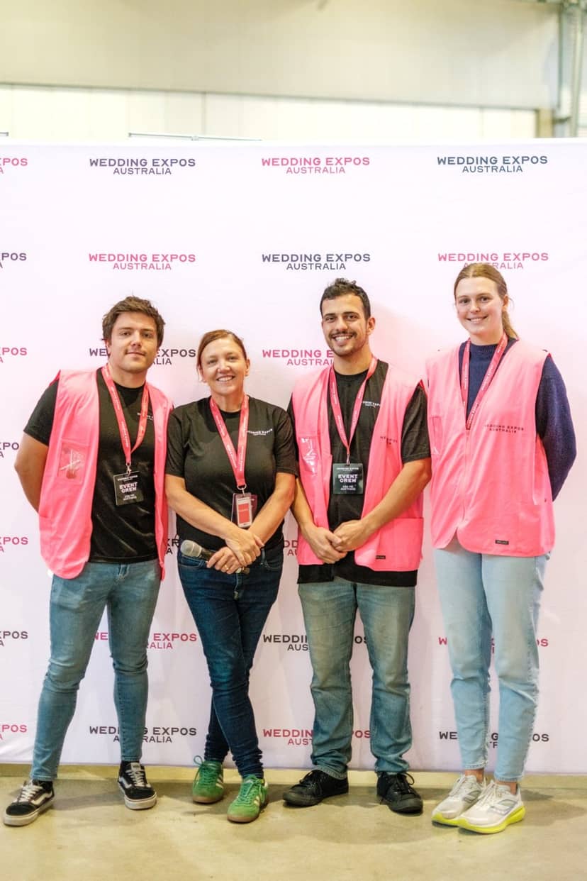 Four Wedding Expos Australia on-site event staff together at an expo